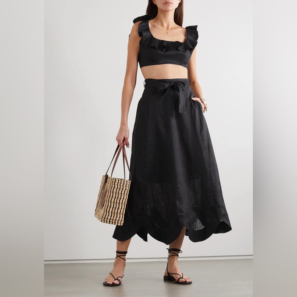 Zimmermann Riders Crop ruffle top and matching skirt set